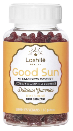 GOOD SUN 60 PIECES VITAMINES BOOST LASHILE BEAUTY des vitamines sous forme de gummies spécialement conçus pour avoir un teint hâlé toute l'année