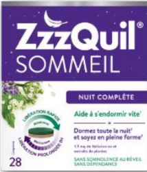 ZZZQUIL SOMMEIL NUIT COMPLETE   28 comprimés