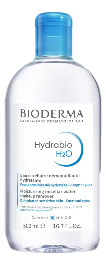 Bioderma Hydrabio H2O Solution Micellaire 500ml Pour éliminer parfaitement toute trace de maquillage sans agresser la peau du visage, il est important d'opter pour un produit démaquillant adéquat. Destinée aux peaux sensibles et déshydratées, l'eau micell