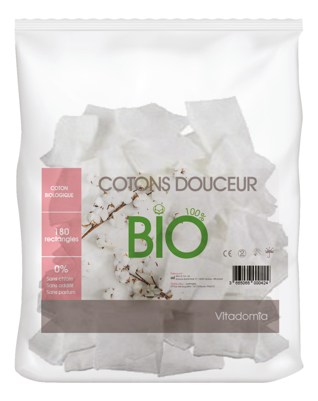 Rectangle coton bio 8x10cm   180 rectangles