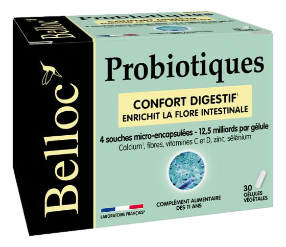  Belloc Probiotiques Confort Digestif Notre flore intestinale, aussi appelée microbiote, regroupe l'ensemble des micro-organismes présents dans nos intestins :